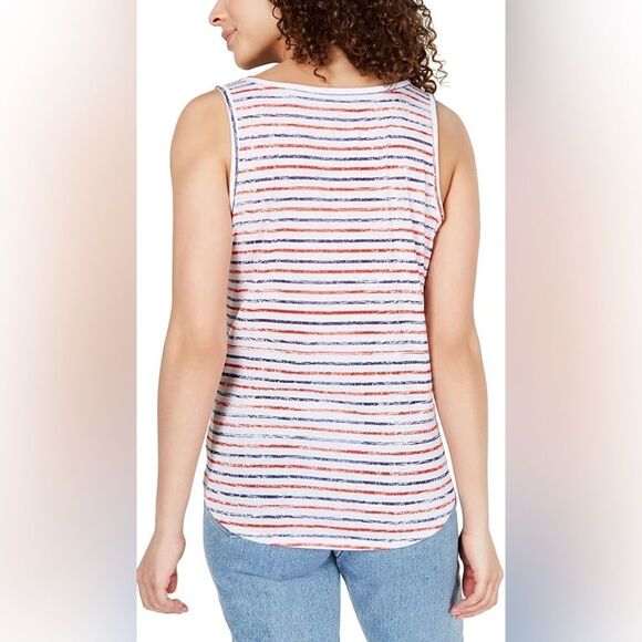 Rebellious One Sleeveless Striped Tie Front Lightweight Tank Top Shirt. Small. - Picture 2 of 9